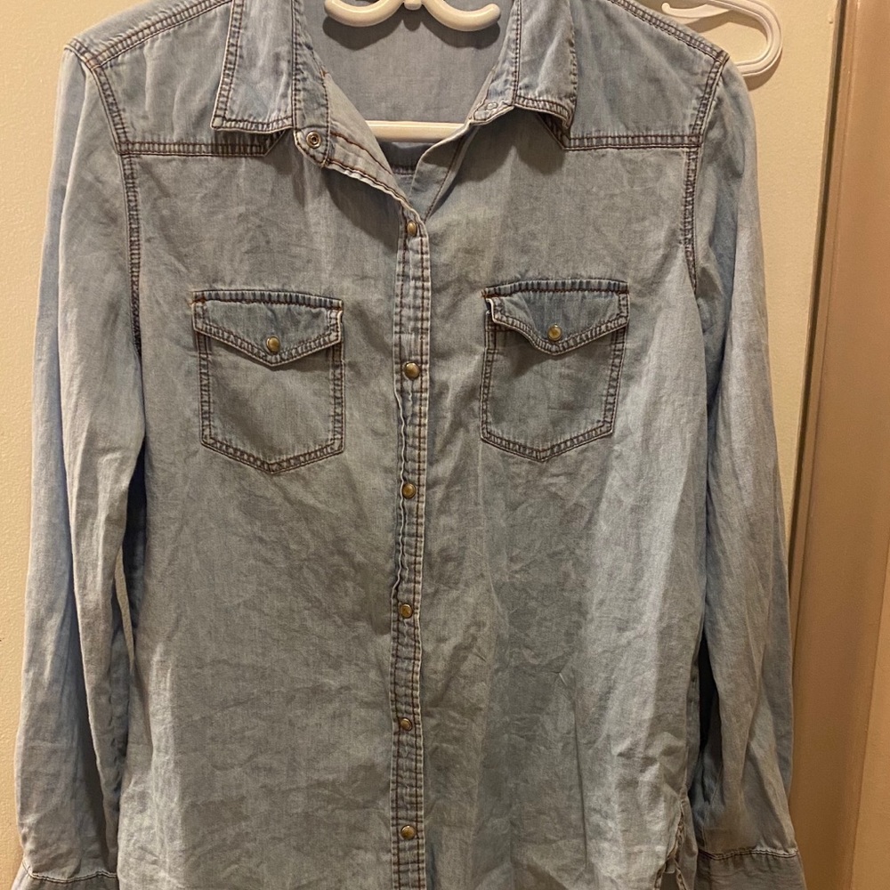 Zara button up denim shirt